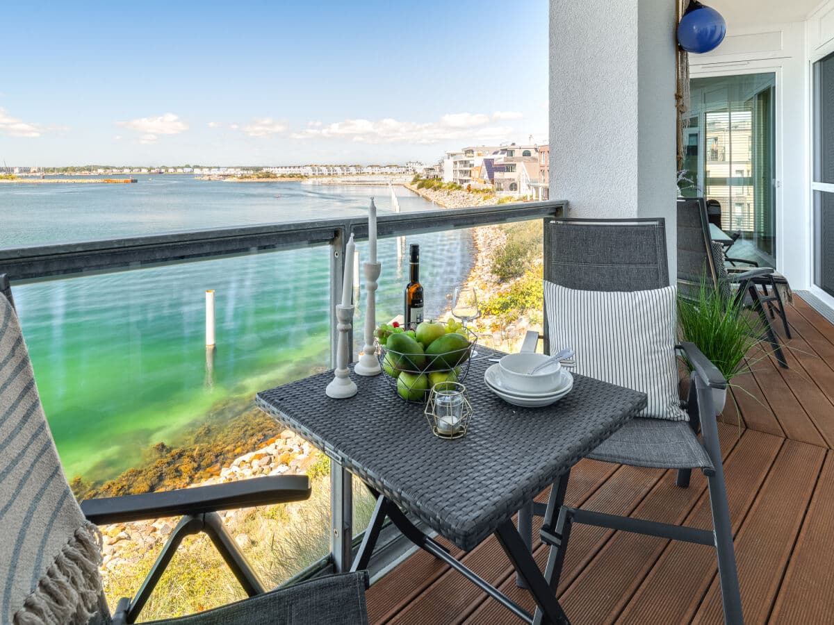 Süd-West-Balkon der Ferienwohnung in Olpenitz