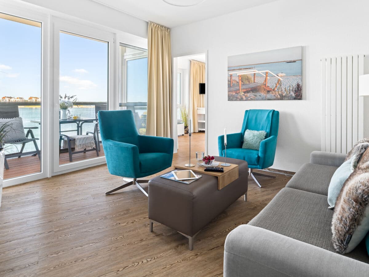 Ferienwohnung in Olpenitz bei Kappeln mit Wohnraum und Wasserblick