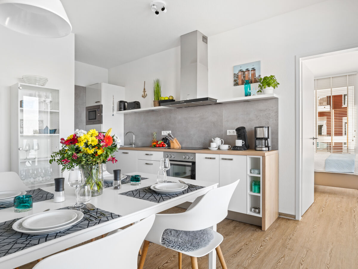 Küche der Ferienwohnung in Olpenitz