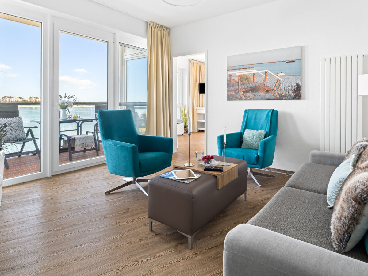 Ferienwohnung in Olpenitz bei Kappeln mit Wohnraum und Wasserblick